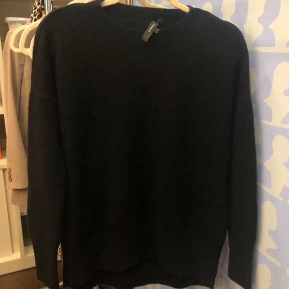 Theory Black Oversized Crewneck Cashmere Sweater - Picture 1 of 6